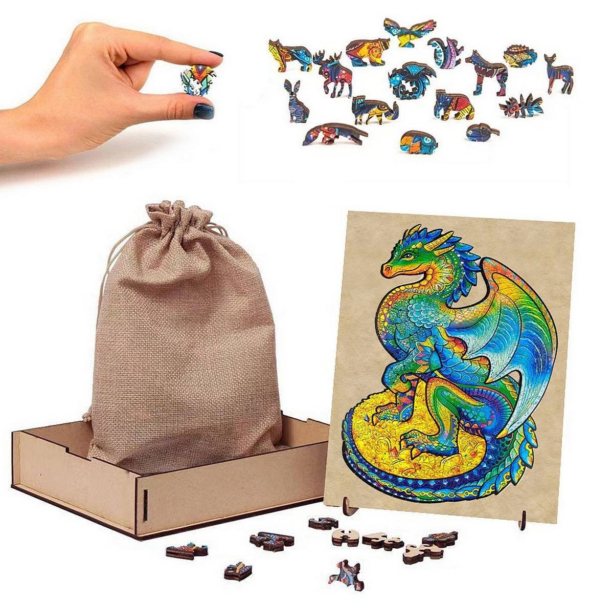 Puzzle Drewniane Magiczny Smok A3