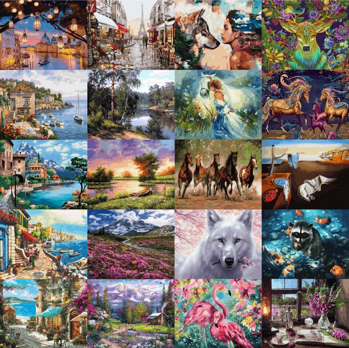 Malowanie Po Numerach Zestaw Koń i Księżyc 40x50 Złota Farba