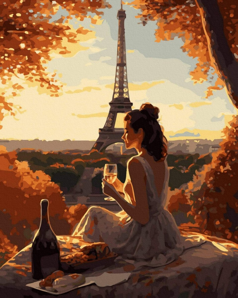 Malowanie Po Numerach Zestaw Dziewczyna w Paryżu 40x50 