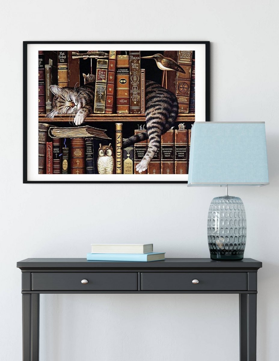 Haft Diamentowy Kot Bibliotekarz 55x75 cm