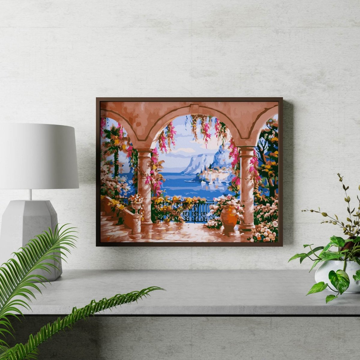 Malowanie Po Numerach Zestaw Balkon z Kwiatami 40x50