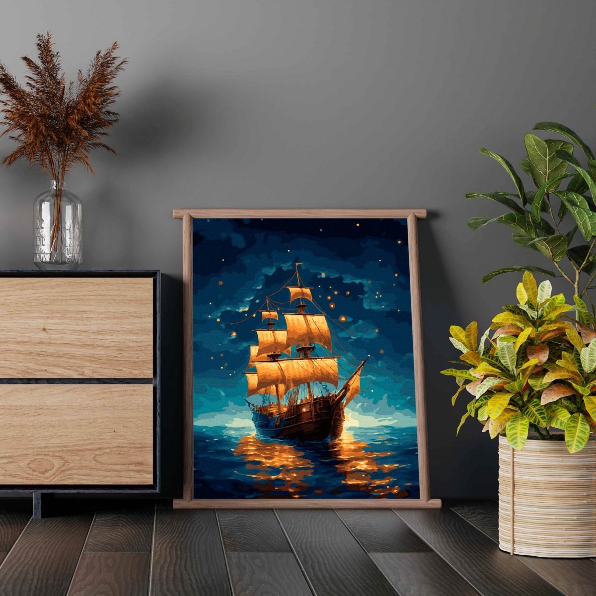 Malowanie Po Numerach Zestaw Statek w Nocy 40x50