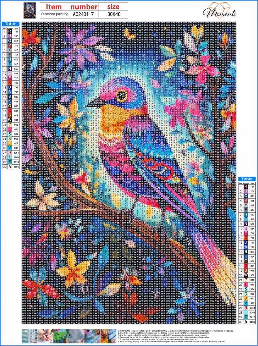Haft Diamentowy Ptak - Kolory Natury 30x40 cm