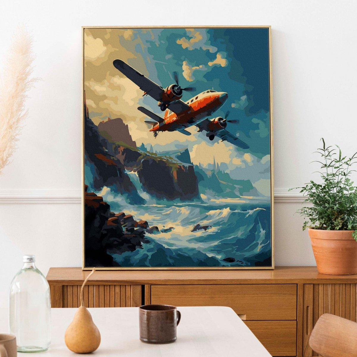 Malowanie Po Numerach Zestaw Samolot na Morzu 40x50