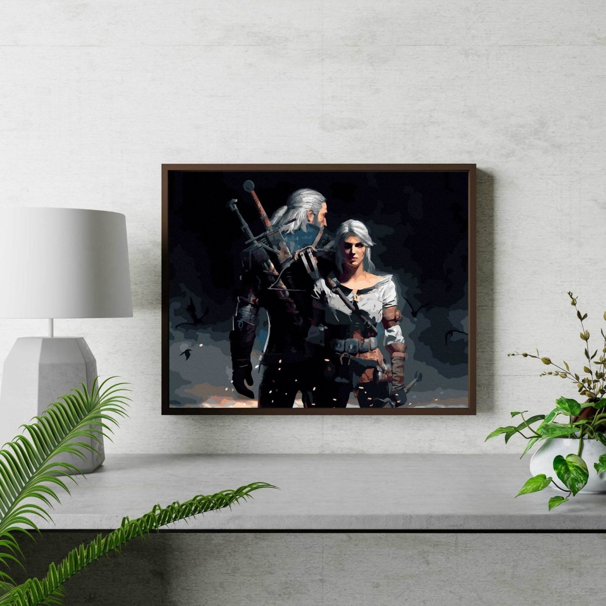 Malowanie Po Numerach Zestaw Wiedźmin Geralt i Ciri 40x50