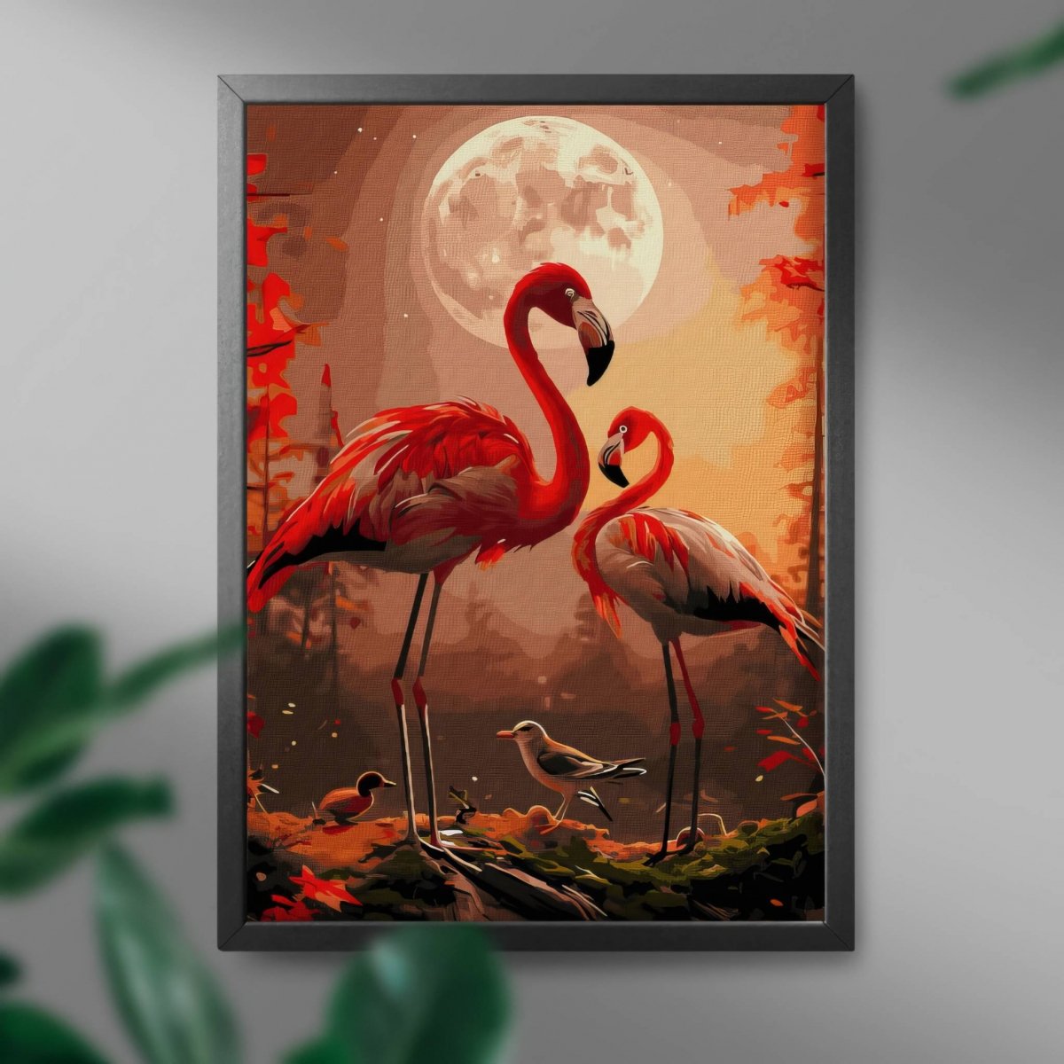 Malowanie Po Numerach Zestaw Księżycowe Flamingi 40x50