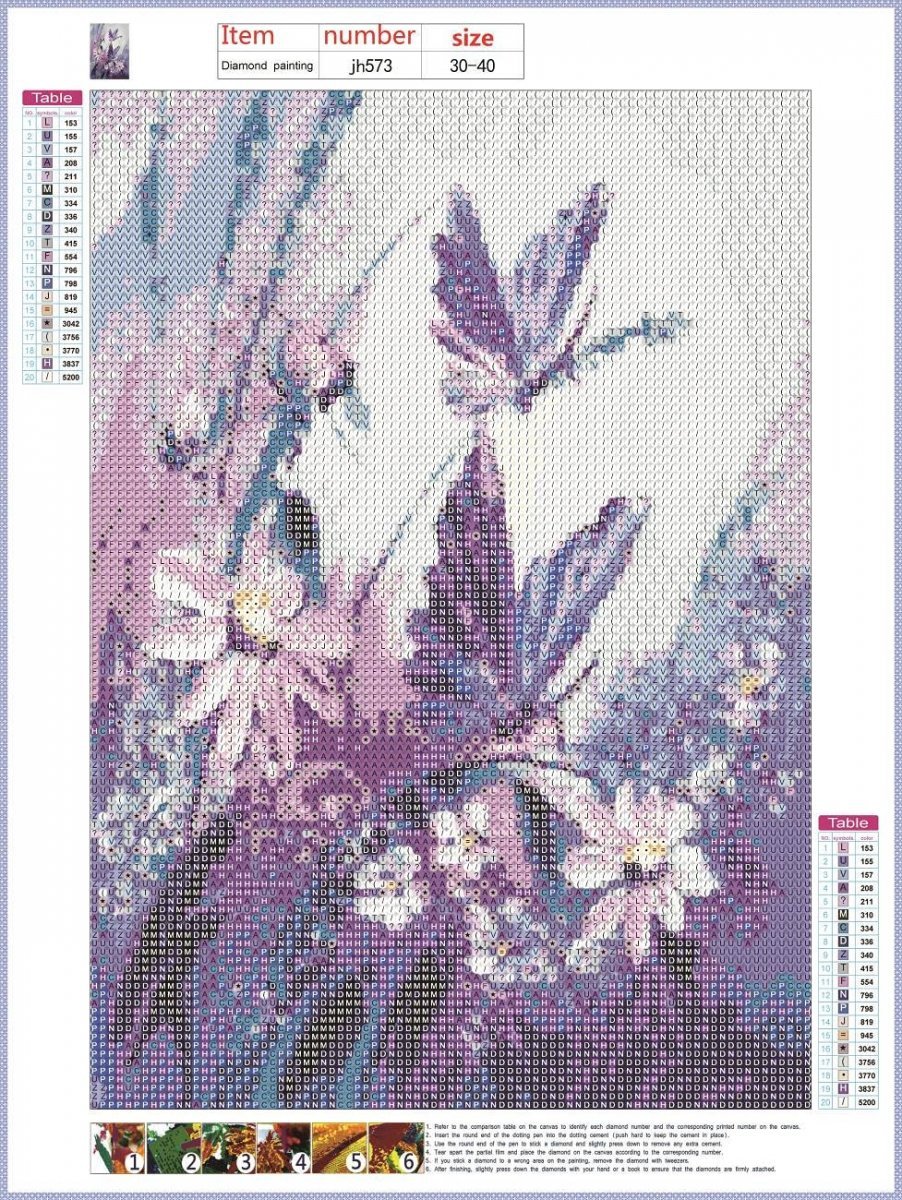 Haft Diamentowy Lawendowe Motyle 30x40 cm