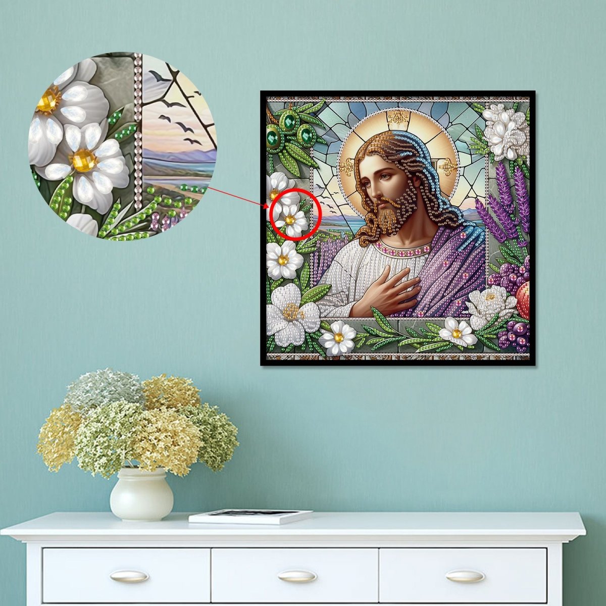 Haft Diamentowy Jezus Blask Wiary 30x30 cm