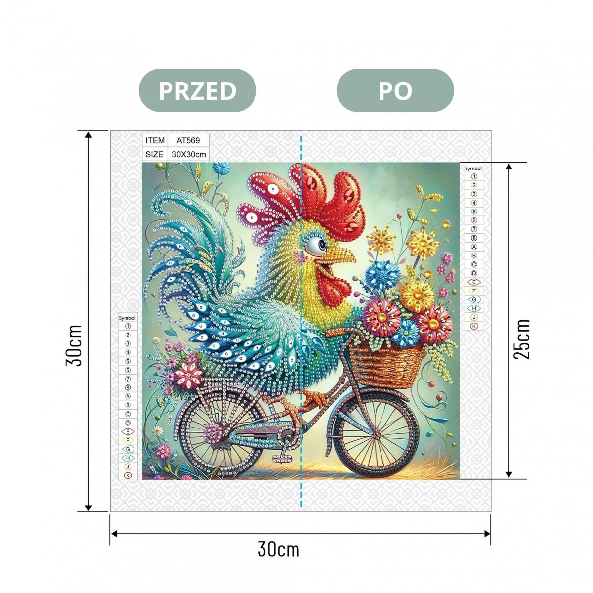 Haft Diamentowy Kogut Rowerzysta 30x30 cm