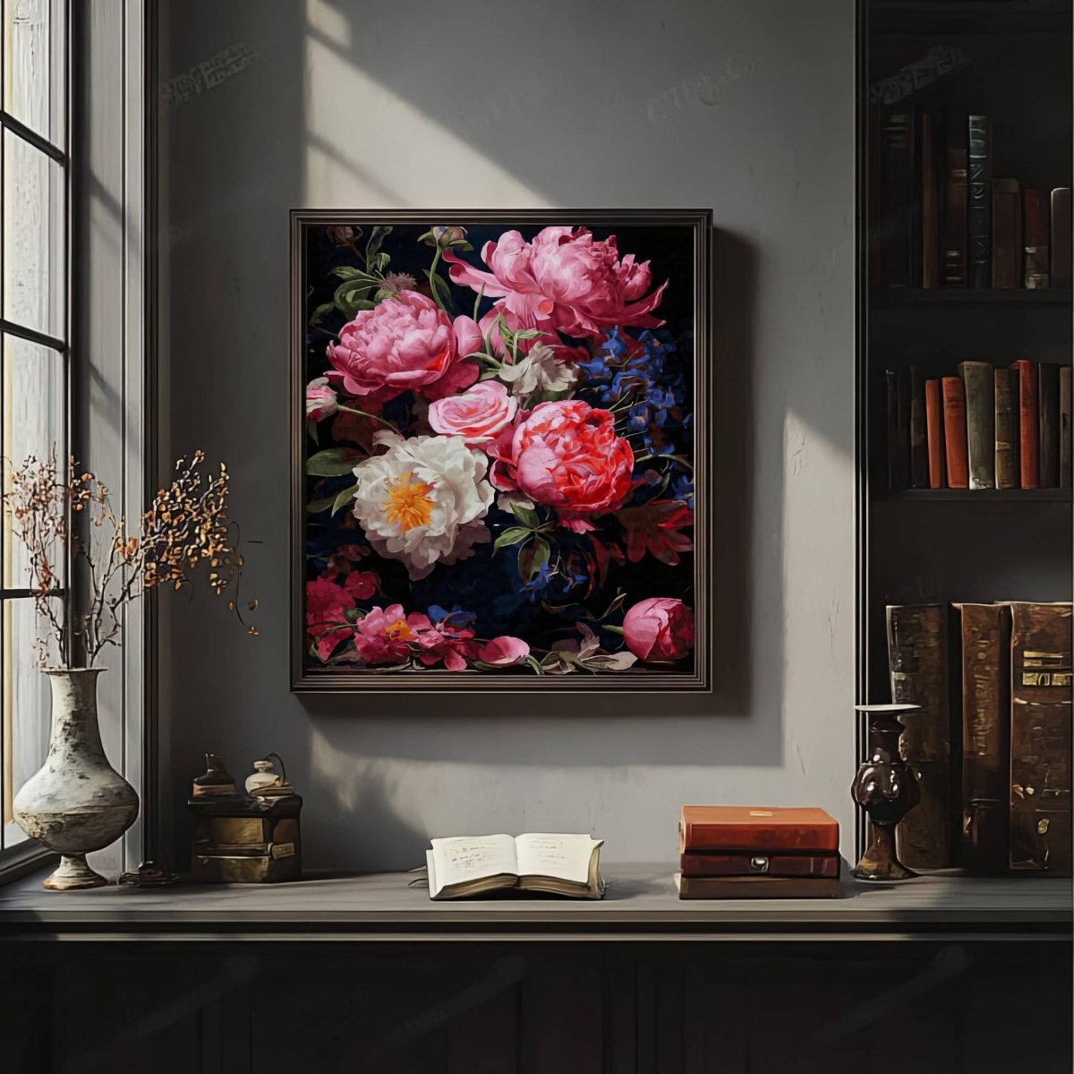 Malowanie Po Numerach Zestaw Peonie i Róże 40x50