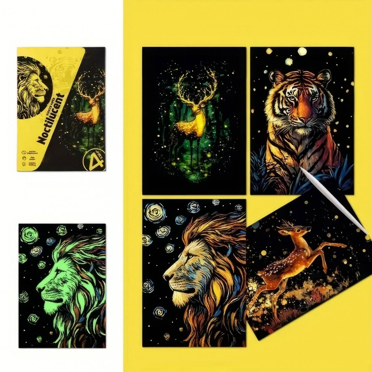 Świecąca w Ciemności Zdrapka Dzika Natura (4szt.) 20x14 cm