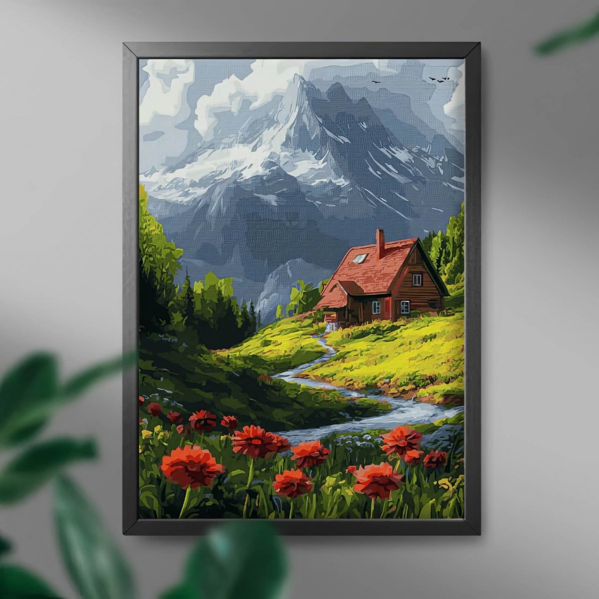 Malowanie Po Numerach Zestaw Dom pośród Łąki 40x50