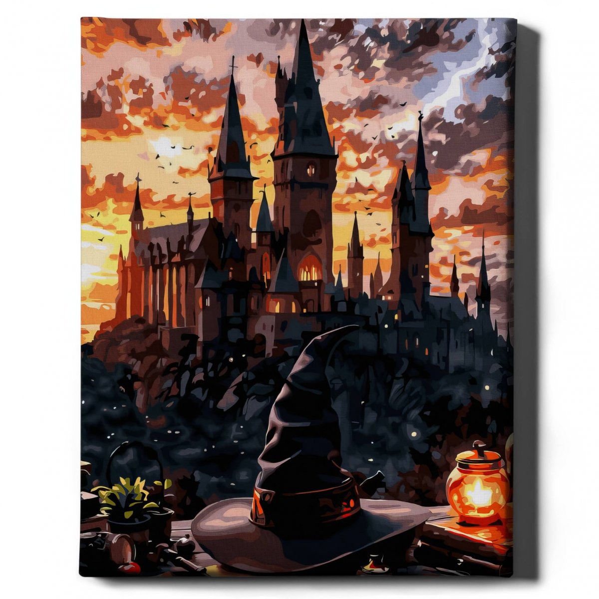 Malowanie Po Numerach Zestaw Zachód słońca nad Hogwartem 40x50