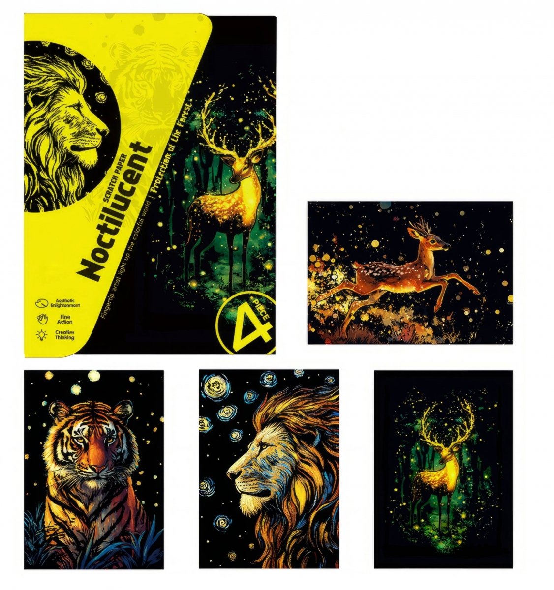 Świecąca w Ciemności Zdrapka Dzika Natura (4szt.) 20x14 cm