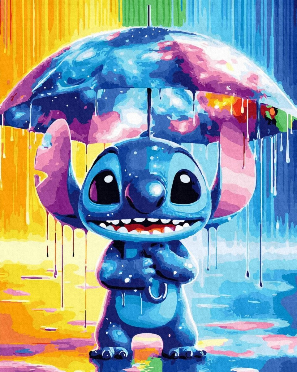 Malowanie Po Numerach Zestaw Stitch w Deszczu 40x50