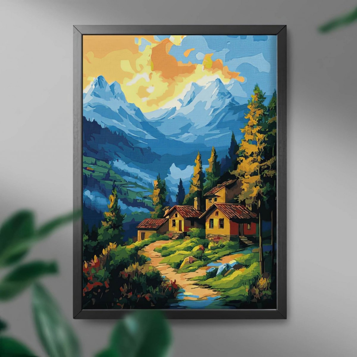 Malowanie Po Numerach Zestaw Górska Wioska 40x50