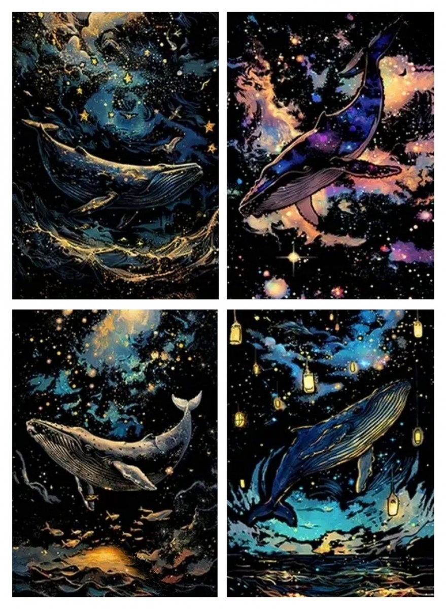 Świecąca w Ciemności Zdrapka Oceaniczna Przygoda (4szt.) 30x21 cm