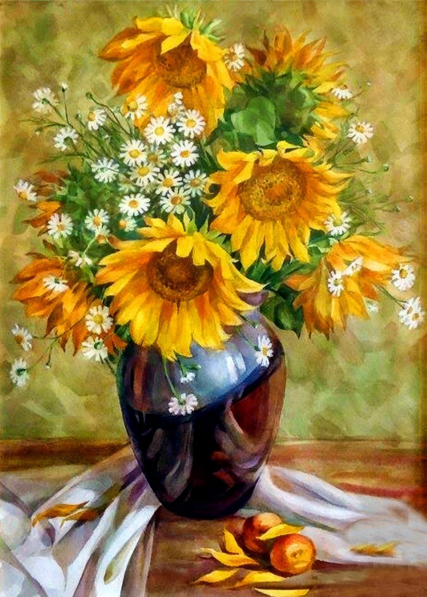 Haft Diamentowy Słoneczne Kwiaty 30x40 cm