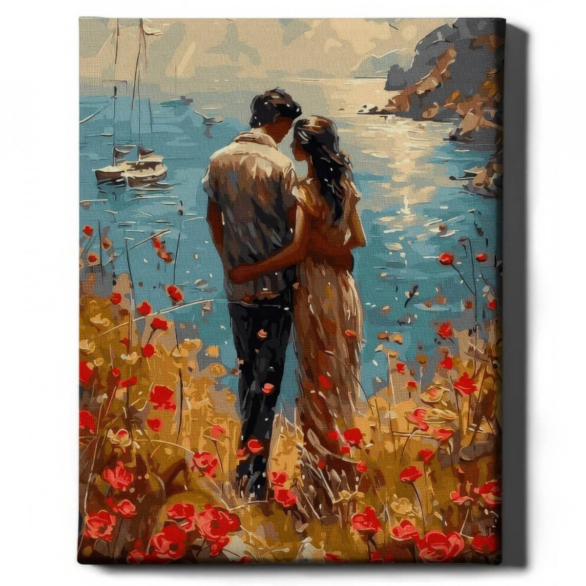 Malowanie Po Numerach Zestaw Morze i Maki 40x50