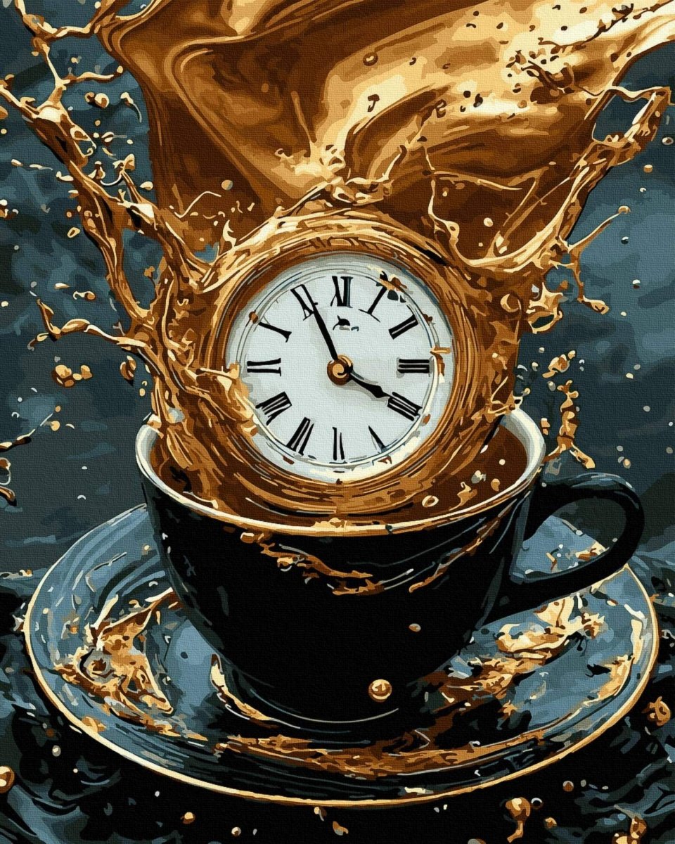 Malowanie Po Numerach Zestaw Czas na Kawę 40x50 Złota Farba 