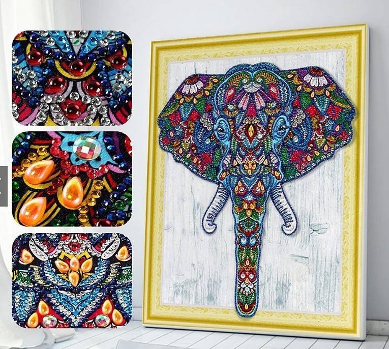 Haft Diamentowy Baśniowy Słoń 47x57 cm