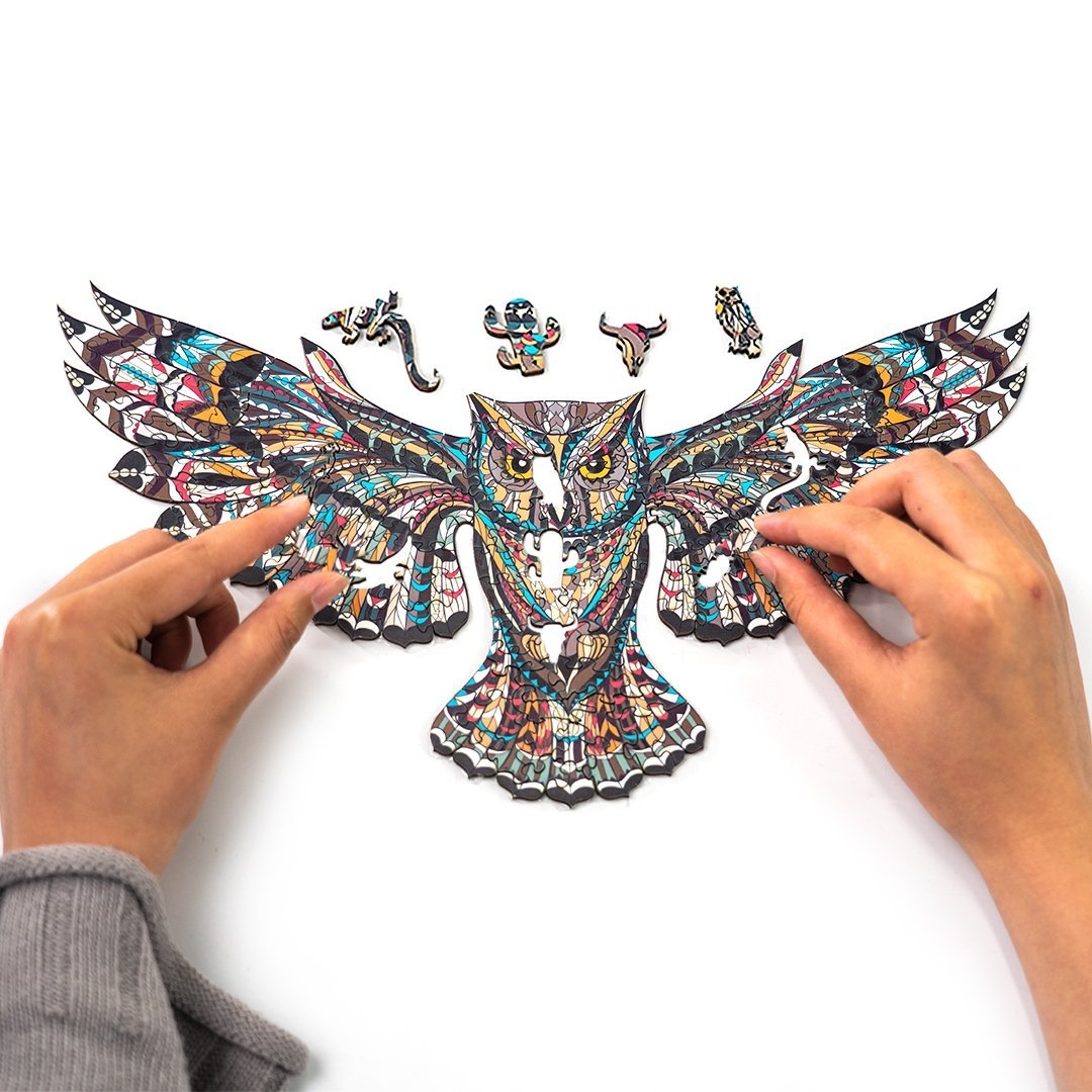 Puzzle Drewniane SKRZYDLATA SOWA L