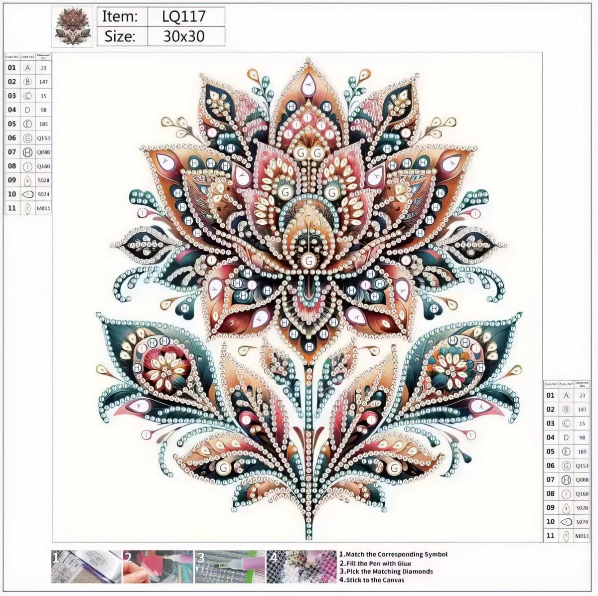 Haft Diamentowy Diamentowy Lotos 30x30 cm
