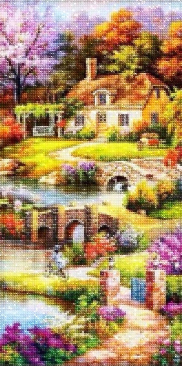 Haft Diamentowy Sielski Domek 45x85 cm