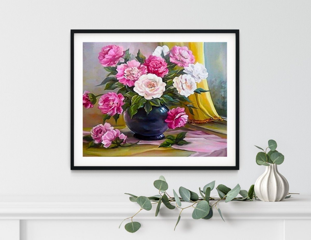 Haft Diamentowy Pastelowe Piwonie 40x50