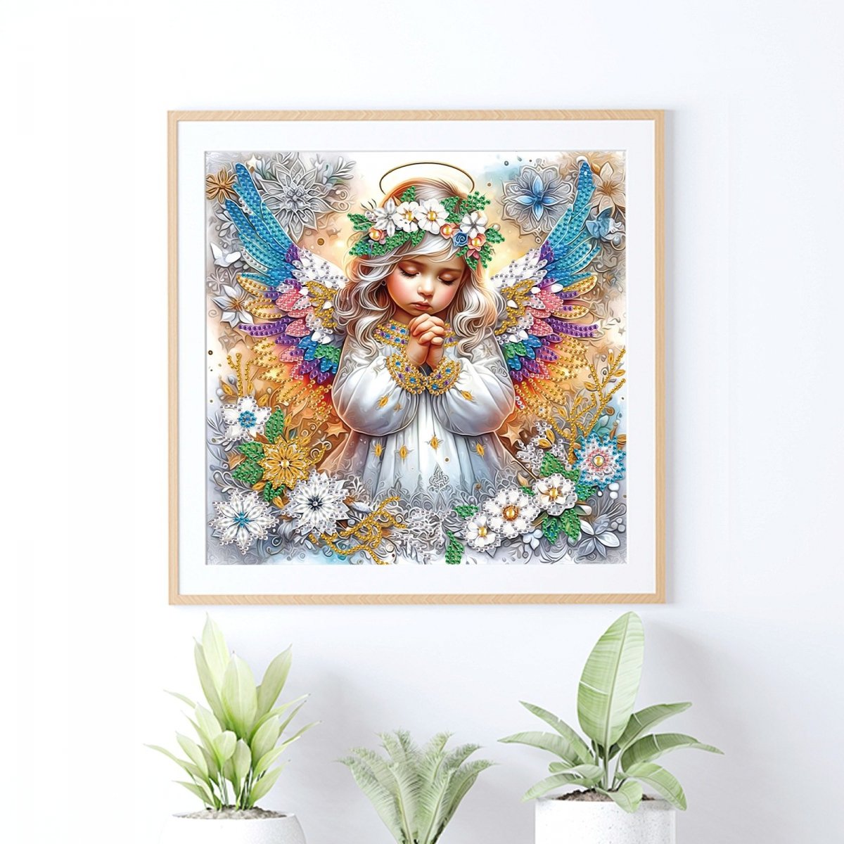 Haft Diamentowy Kwiatowy Anioł 30x30 cm
