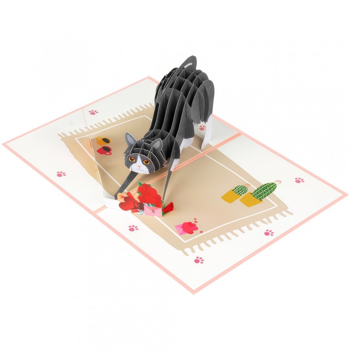 Kartka Pocztowa Okolicznościowa 3D Pop-up Walentynki - Puchate Serduszko