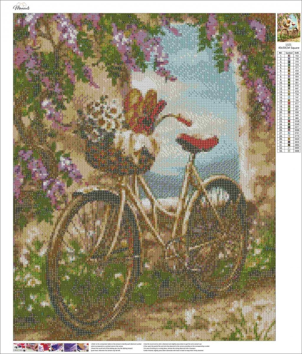 Haft Diamentowy Sielska Przejażdżka - Rower 45x55 K