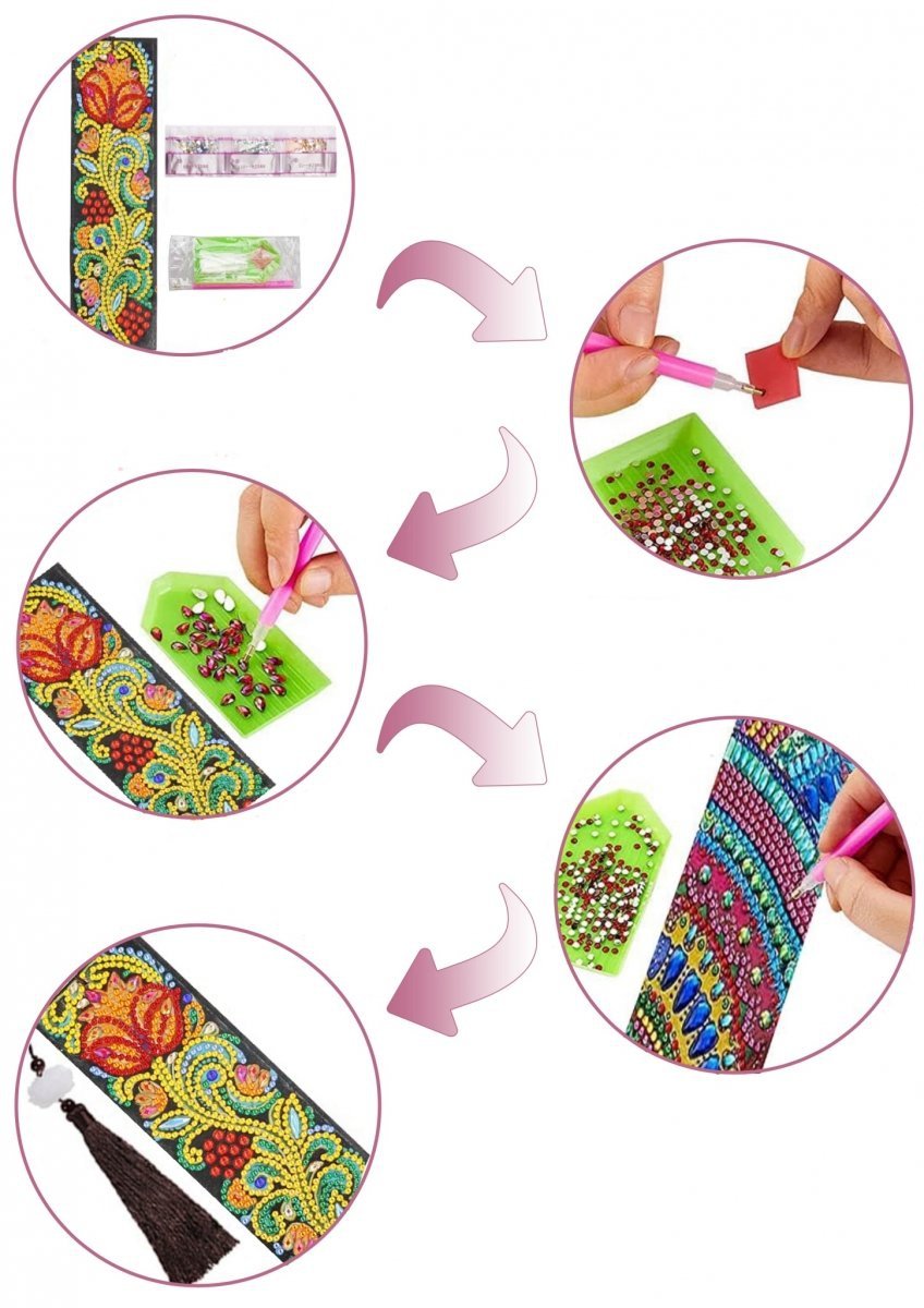 Haft Diamentowy Zakładka Zakładki do książki Zestaw 6 szt - Pastelowe Piórka