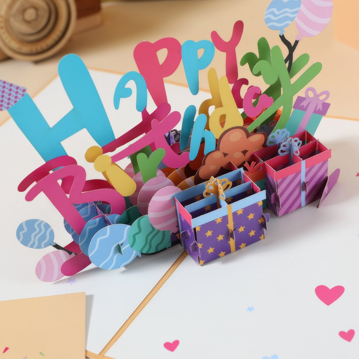 Kartka Pocztowa Okolicznościowa 3D Pop-up Urodziny Wesołe Balony 1-100 lat