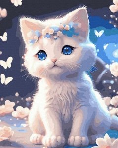 Malowanie Po Numerach Zestaw Kot o Niebieskich Oczach 40x50