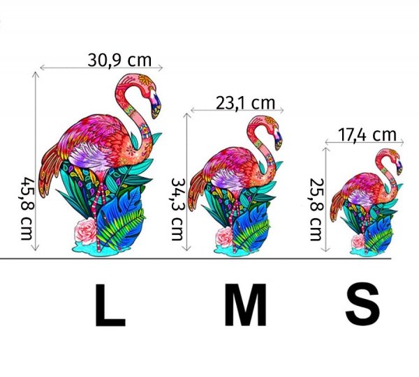 Puzzle Drewniane Różowy Flaming L