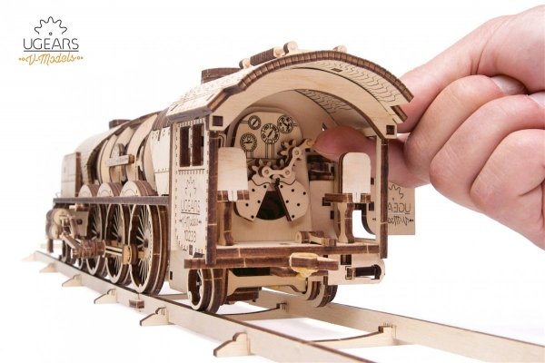 Puzzle 3D Drewniane Lokomotywa z Węglarką uGEARS