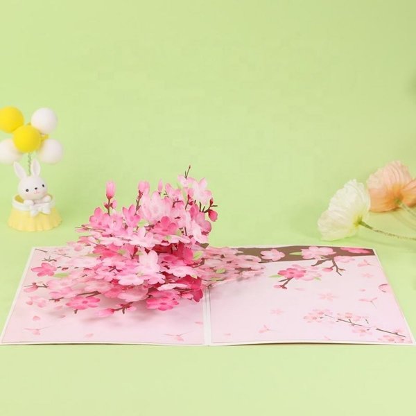 Kartka Pocztowa Okolicznościowa 3D Pop-up Kwiaty - Kwiat Brzoskwini