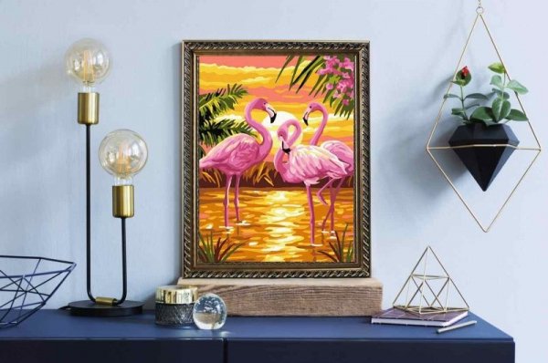 Malowanie Po Numerach Zestaw Flamingi o Zachodzie Słońca 40x50