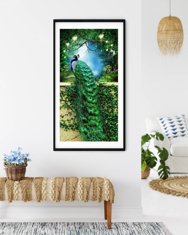Haft Diamentowy Królewski Paw 50x110 cm