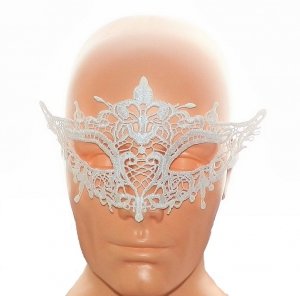 Koronkowa biała opaska - maska na oczy