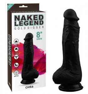 Dildo Naked Legend czarny silikonowy penis na przyssawkę z jajami 