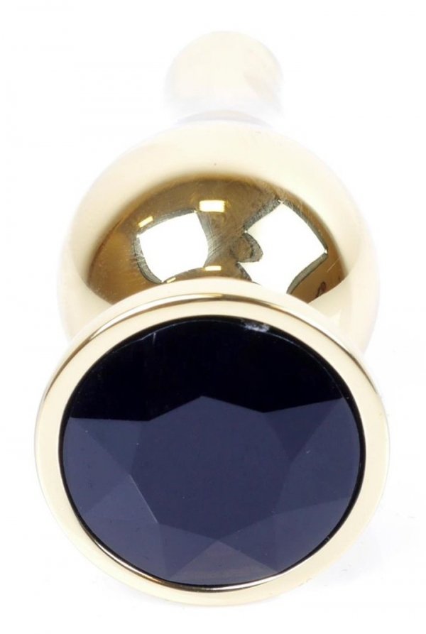 Metal Gold klasyczna wtyczka analna z czarnym kryształkiem