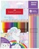 Kredki 18-kol. Jednorożec + 6 kolorów pastelowych + naklejki, Faber-Castell