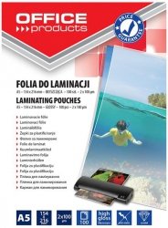 Folia do laminowania A5, 2x100mikr, błyszcząca, 100szt, transparentna, Office Products