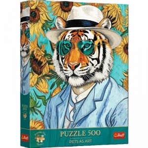 Puzzle 500 Trefl Premium Plus - Pets as Art: Pan Tygrys i Słoneczniki 37626