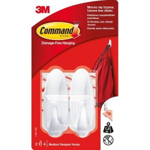 Haczyki samoprzylepne średnie białe 17081 2szt. Command, 3M
