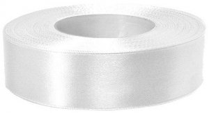 Wstążka satynowa biała 25 mm 32 mb. AX25-01, Aliga