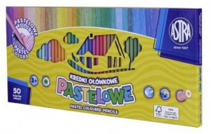 Kredki okrągłe 50-kol. Pastelowe, Astra