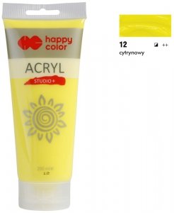 Farba akrylowa Studio 200ml, cytrynowy, Happy Color